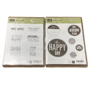Stampin' Up! Yippee-Skippee & Starburst Signs Rubber Cling Stamps LOT OF 2
